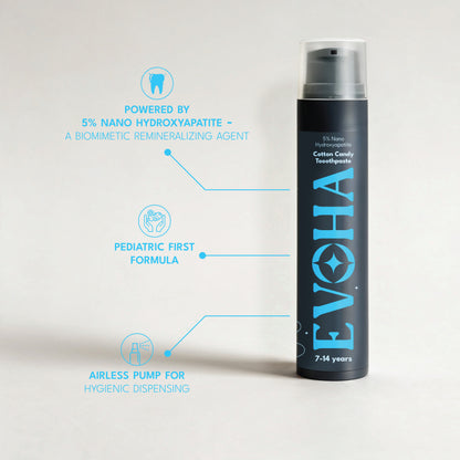 EVOHA Cotton Candy KIDS TOOTHPASTE with 5% ΝΑΝΟ HYDROXYAPATITE for 7-14 years