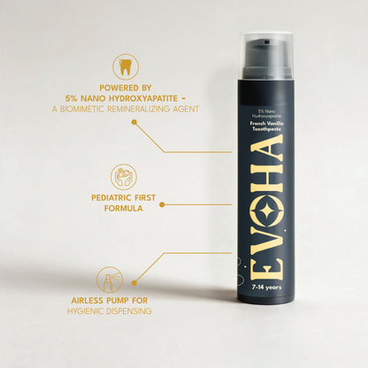 EVOHA French Vanilla KIDS TOOTHPASTE with 5% ΝΑΝΟ HYDROXYAPATITE for 7-14 years