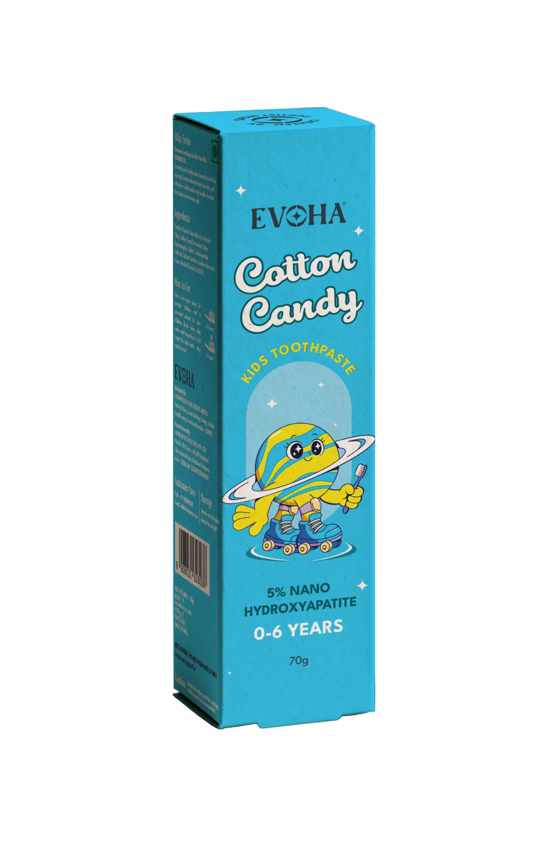 EVOHA Cotton Candy KIDS TOOTHPASTE with 5% ΝΑΝΟ HYDROXYAPATITE for 0-6 years