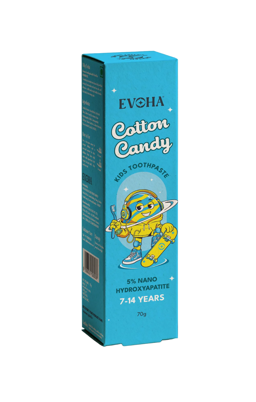 EVOHA Cotton Candy KIDS TOOTHPASTE with 5% ΝΑΝΟ HYDROXYAPATITE for 7-14 years