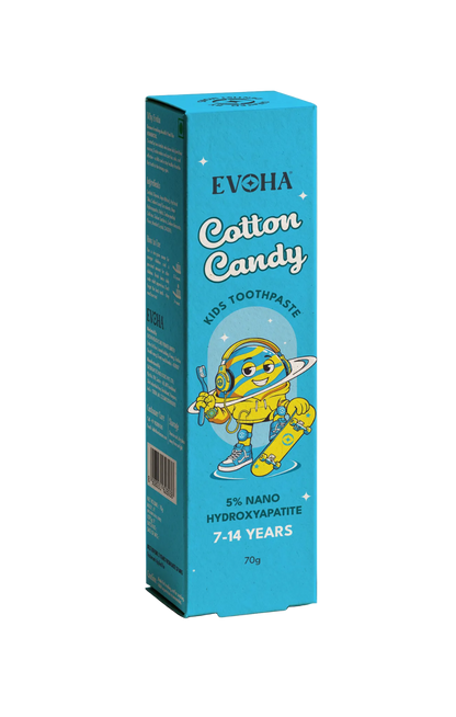 EVOHA Cotton Candy KIDS TOOTHPASTE with 5% ΝΑΝΟ HYDROXYAPATITE for 7-14 years
