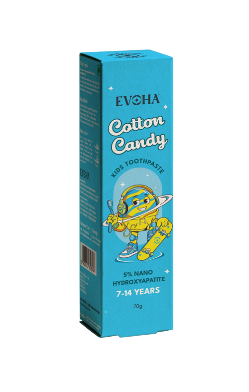 EVOHA Cotton Candy KIDS TOOTHPASTE with 5% ΝΑΝΟ HYDROXYAPATITE for 7-14 years
