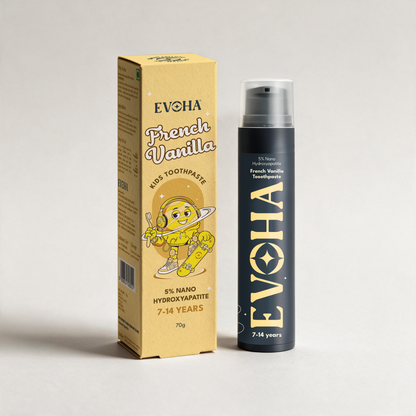 EVOHA French Vanilla KIDS TOOTHPASTE with 5% ΝΑΝΟ HYDROXYAPATITE for 7-14 years