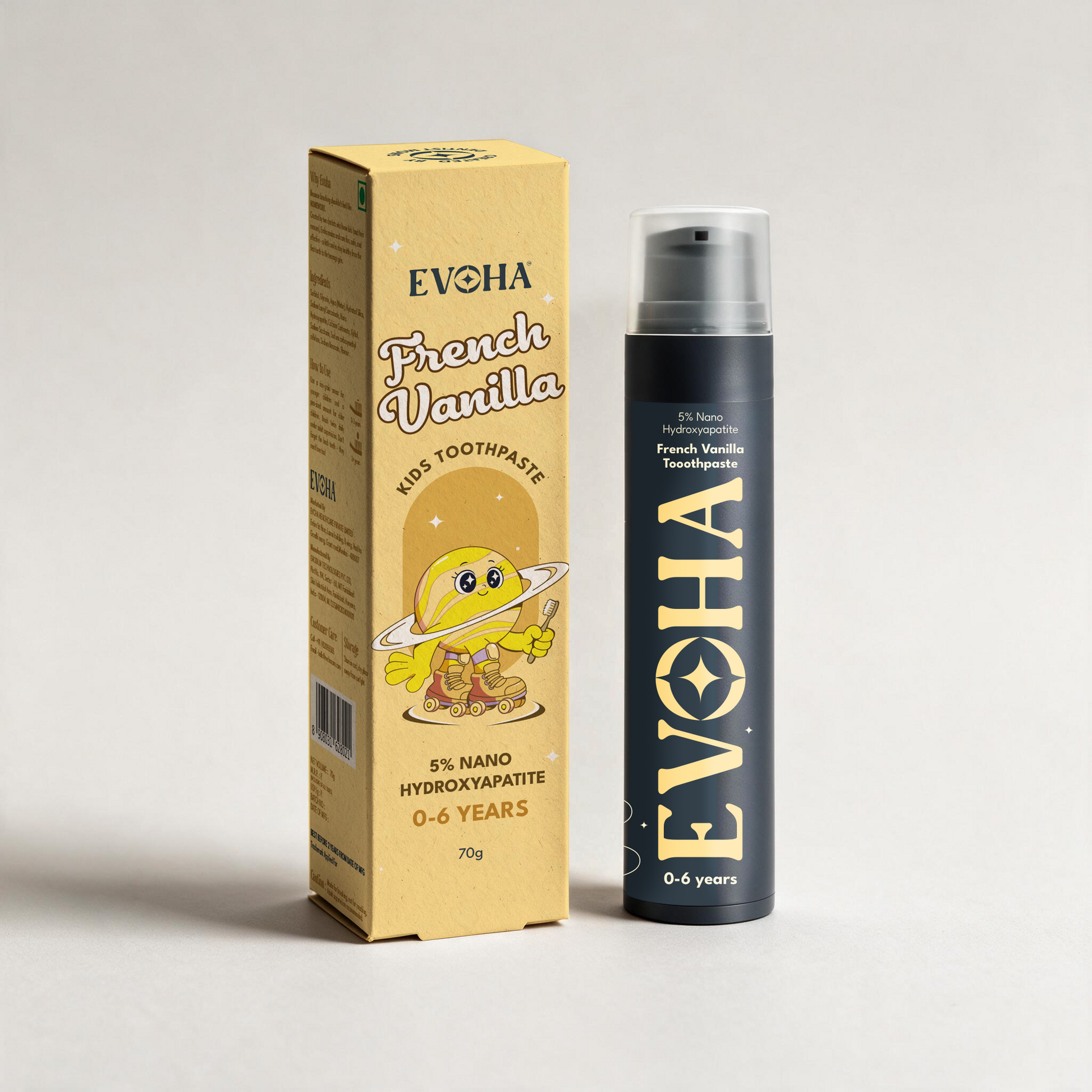 EVOHA French Vanilla KIDS TOOTHPASTE with 5% ΝΑΝΟ HYDROXYAPATITE for 0-6 years