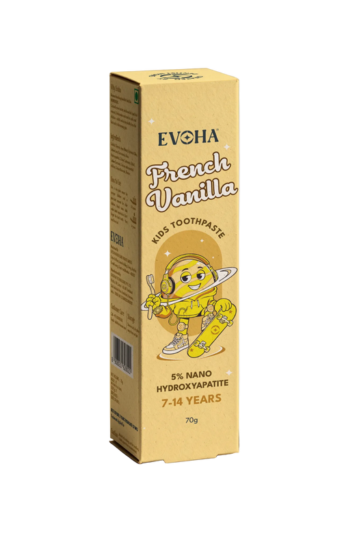 EVOHA French Vanilla KIDS TOOTHPASTE with 5% ΝΑΝΟ HYDROXYAPATITE for 7-14 years