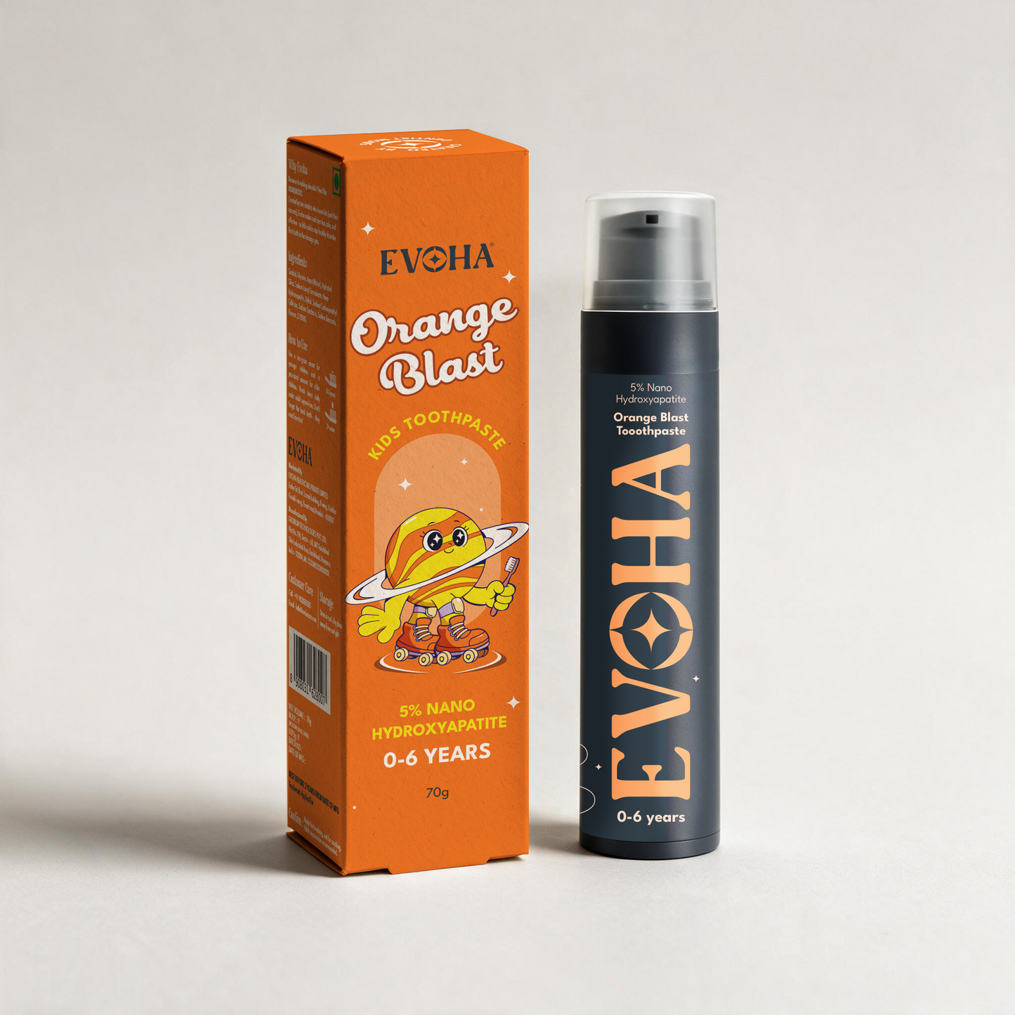 EVOHA Orange Blast KIDS TOOTHPASTE with 5% ΝΑΝΟ HYDROXYAPATITE for 0-6 years