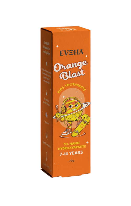 EVOHA Orange Blast KIDS TOOTHPASTE with 5% ΝΑΝΟ HYDROXYAPATITE for 7-14 years